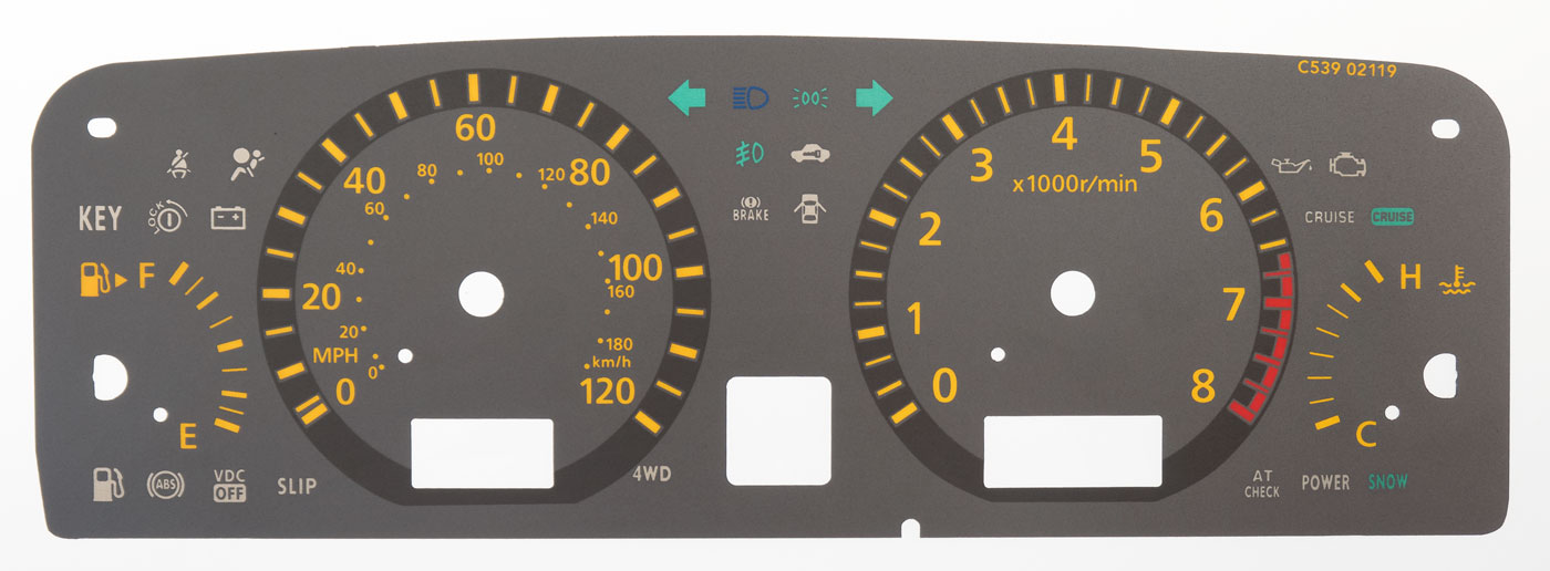 Elgrand E51. KMH to MPH Conversion Dial for imported vehicle. Part No. C539