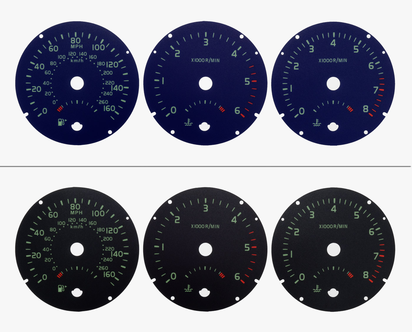 Volvo C30, S40 and V50, Dark Grey or Blue (2004-2008) KMH to MPH Conversion Dial for imported vehicle. Part No. C885