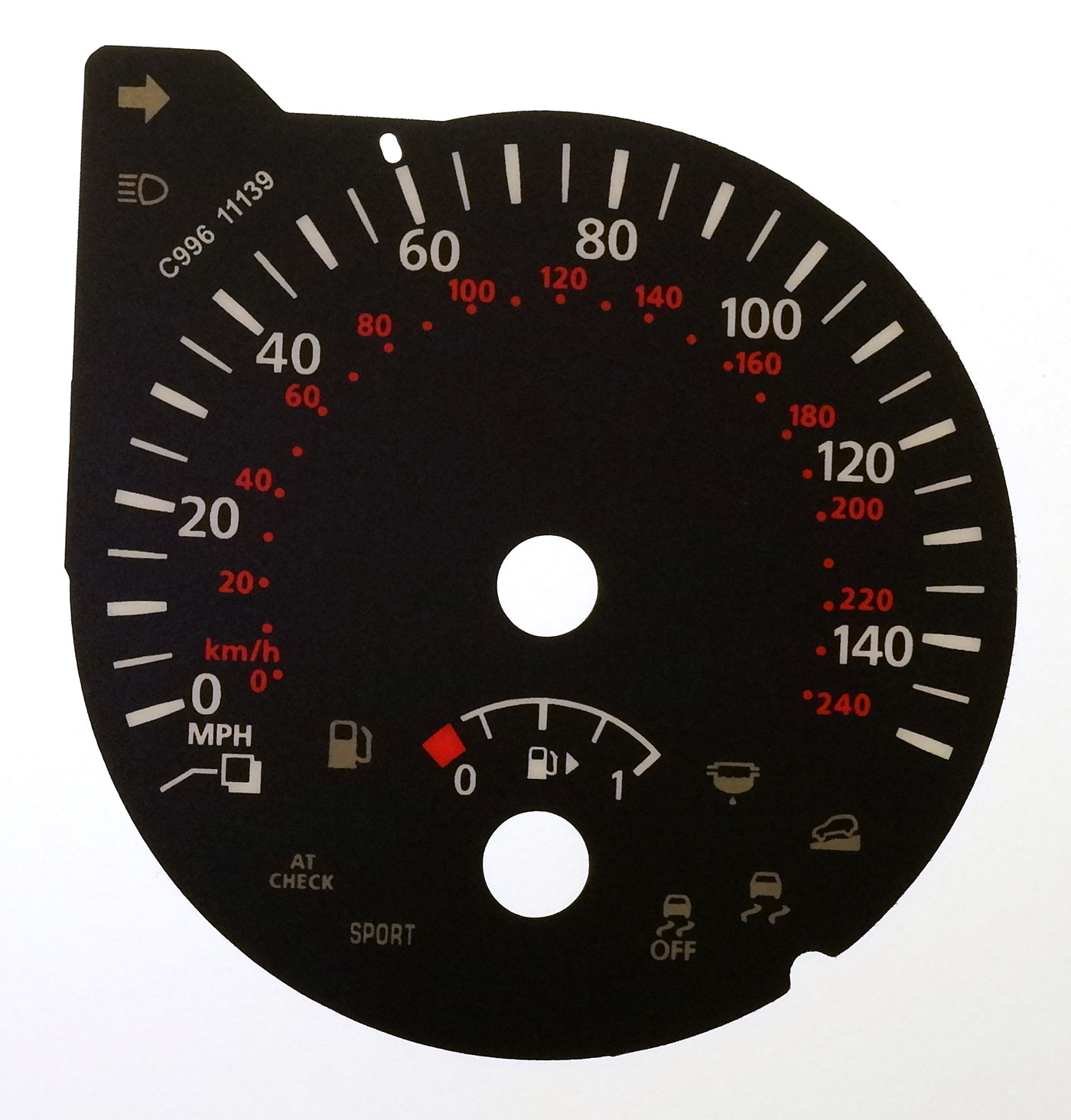 Qashqai, Rogue, XTrail. KMH to MPH Conversion Dial for imported vehicle. Part No. C996