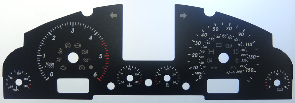 Touareg Mk1 Diesel. KMH to MPH Conversion Dial for imported vehicle. Part No. C027