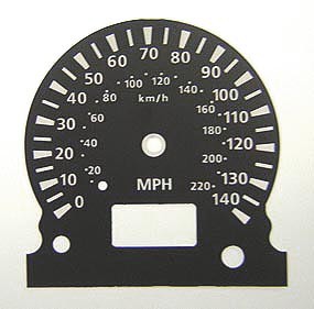 X-Trail 140 MPH Black Dial. KMH to MPH Conversion Dial for imported vehicle. Part No. C032