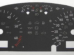 Polo. Petrol. 2005 on. KMH to MPH Conversion Dial for imported vehicle. 140 MPH. Part No. C050