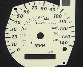 Rav 4. 140MPH. Ivory Dial. KMH to MPH Conversion Dial for imported vehicle. Part No. C073