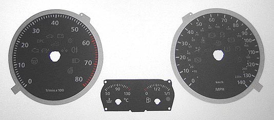 Golf Mk5. Petrol. 140 MPH. Revs: red line 5800 – 8000. For imported vehicle. Part No. C090