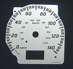 X-Trail 140 MPH/ 220 kmh Silver Dial. KMH to MPH Conversion Dial for imported vehicle. Part No. C094
