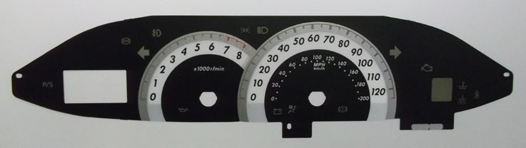 Yaris, Vitz, Echo Mk2. KMH to MPH Conversion Dial for imported vehicle. Part No. C1016