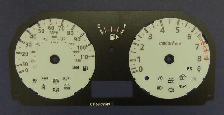 Nissan Note. KMH to MPH Conversion Dial for imported vehicle. Part No. C1163