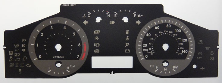 Land Cruiser, Petrol, 2008 on. Kmh to MPH Conversion Dial for imported vehicle. Part No. C1209