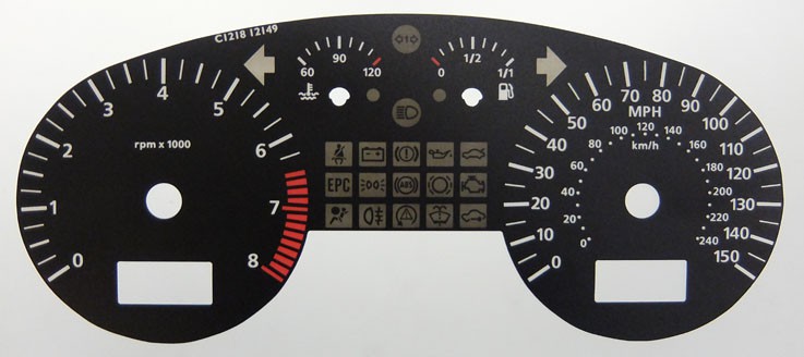 Leon and Altea Petrol Kmh to MPH conversion dials. Part No. C1218