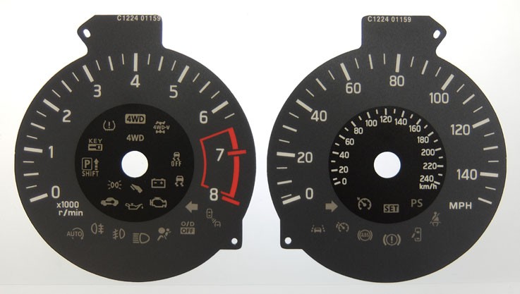 Juke (Petrol) KMH to MPH Conversion Dial for imported / exported vehicle. Part No. C1224
