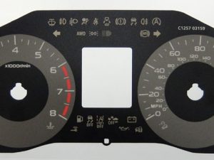 Forester (2014 onward) Petrol model. KMH to MPH Conversion Dial for imported vehicle. Part No. C1257