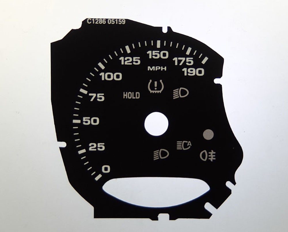 Porsche Boxster, Cayman and Macan. KMH to MPH Conversion Dial for imported vehicle. Part No. C1286