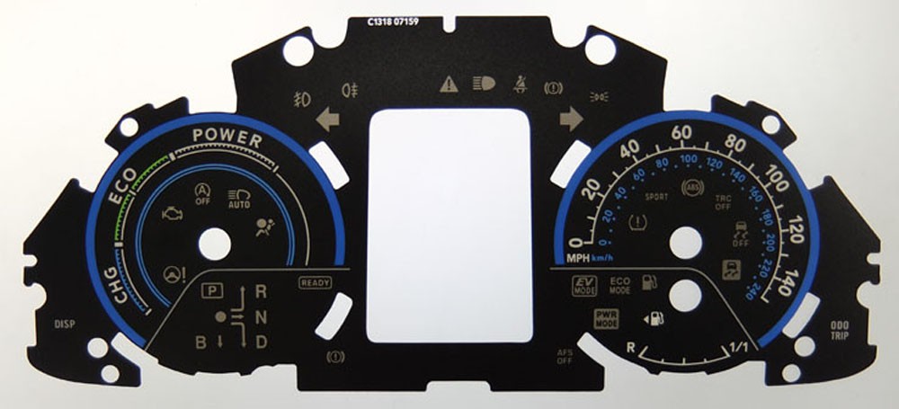 Toyota Auris Hybrid right hand drive. KMH to MPH Conversion Dial for imported vehicle. Part No. C1318