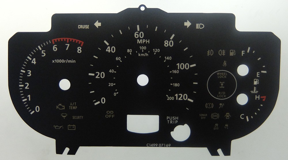 Mitsubishi L200 Petrol model, KMH to MPH Conversion Dial for imported / exported vehicle. Part No. C1499