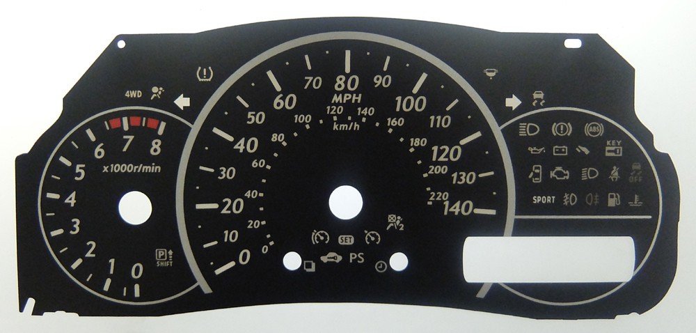 Nissan Micra Petrol model 2010 onward, KMH to MPH Conversion Dial for imported / exported vehicle. Part No. C1502