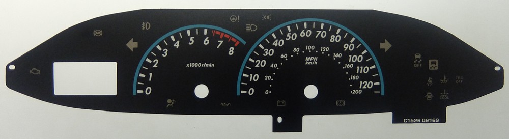 Toyota Yaris, Vitz, Echo Mk2 Petrol models, KMH to MPH Conversion Dial for imported / exported vehicle. Part No. C1526