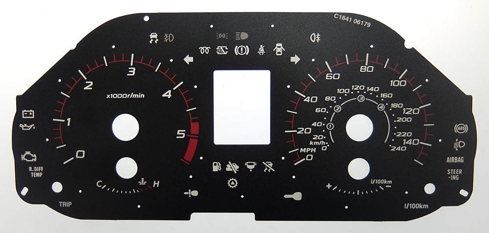 Subaru Forester & Exiga Diesel Models, KMH to MPH Conversion Dial for imported / exported vehicle. Part No. C1641