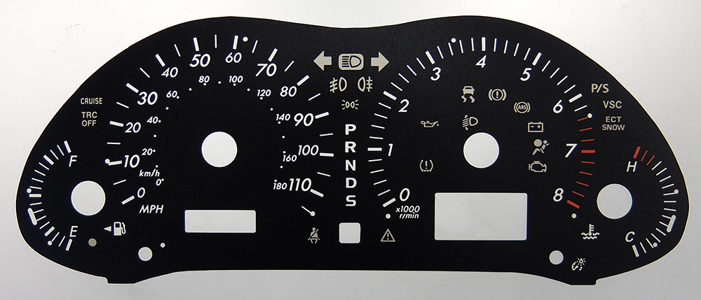 Toyota Avensis Petrol Model, KMH to MPH Conversion Dial for imported / exported vehicle. Part No. C1678