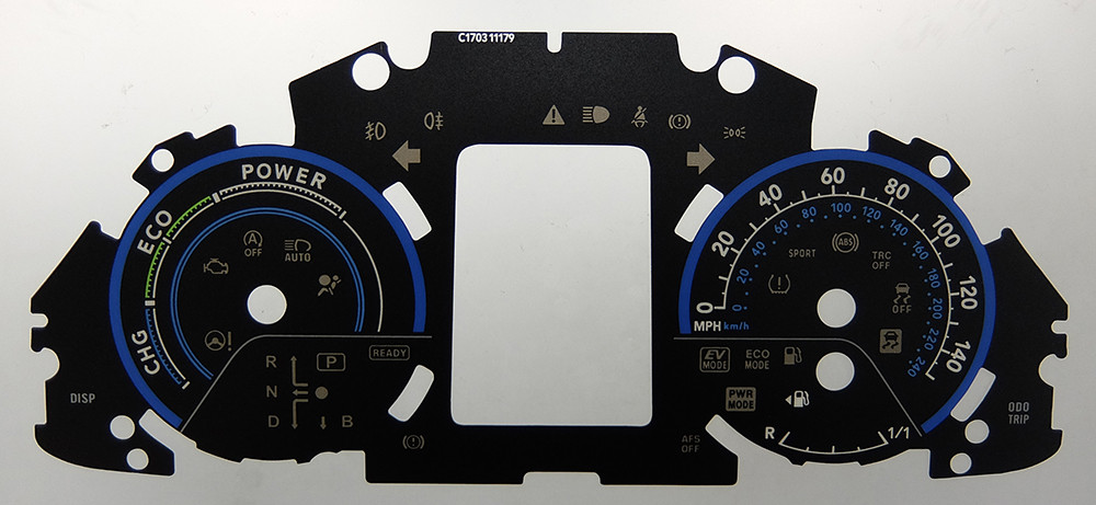Toyota Auris Hybrid. KMH to MPH Conversion Dial for imported vehicle. Part No. C1703