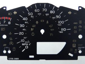 Toyota Ractis Mk2, Yaris, Vitz and Echo Petrol Models, KMH to MPH Conversion Dial for imported / exported vehicle. Part No. C1735