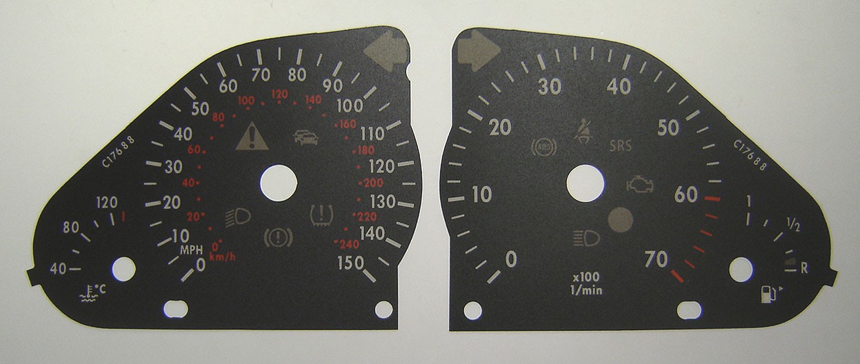 C Class 2005 onwards, W204. Petrol. KMH to MPH Conversion Dial for imported vehicle. Part No. C176