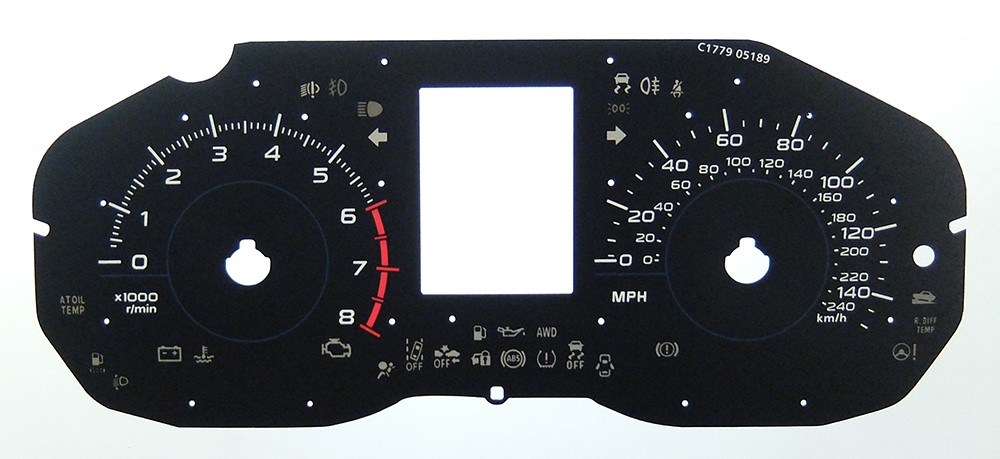 Subaru Forester Petrol Models, KMH to MPH Conversion Dial for imported / exported vehicle. Part No. C1779
