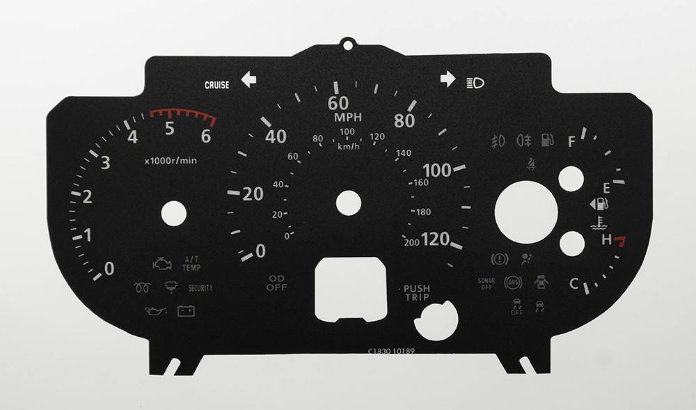 Mitsubishi L200 Petrol model, KMH to MPH Conversion Dial for imported / exported vehicle. Part No. C1830