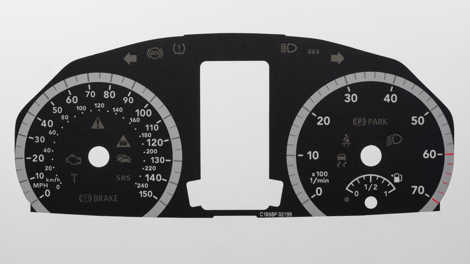 Viano, Vito & Sprinter (Petrol), KMH to MPH Conversion Dial for imported / exported vehicle. Part No. C1868P