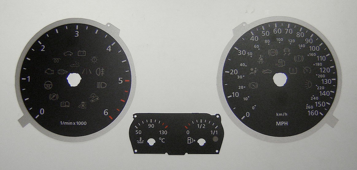 Tiguan. KMH to MPH Conversion Dial for imported vehicle. Part No. C187