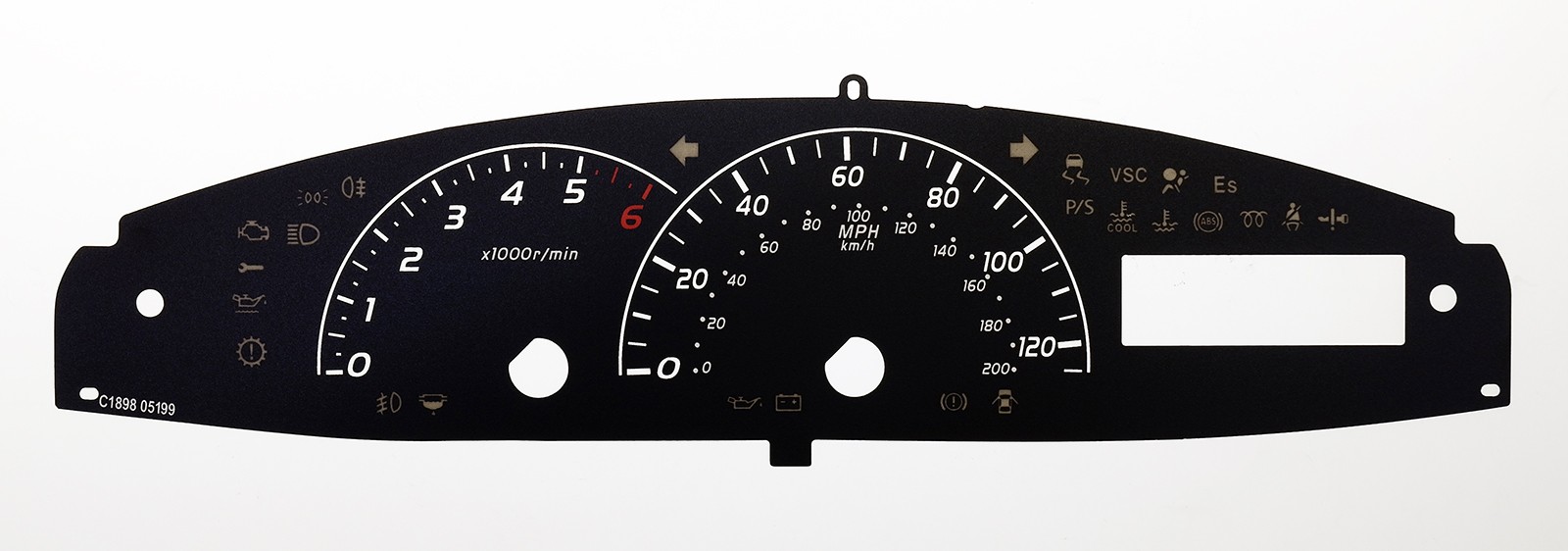 Yaris, Vitz, Echo Mk2. KMH to MPH Conversion Dial for imported / exported vehicle. Part No. C1898