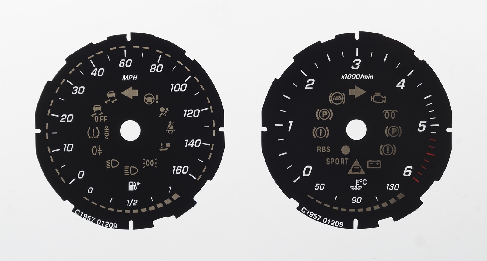 Mercedes E-Class KMH to MPH Conversion Dial for imported / exported vehicle. Part No. C1957