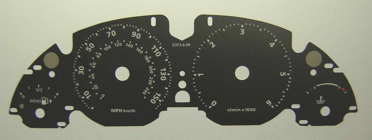 Vogue Mk3 Diesel (approx 2002 – onwards). KMH to MPH Conversion Dial for imported vehicle. Part No. C272