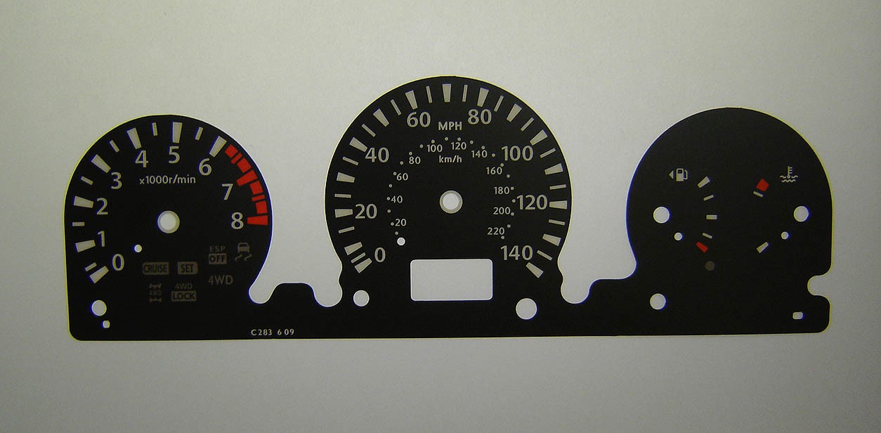 X-Trail Dial. KMH to MPH Conversion Dial for imported vehicle. Part No. C283