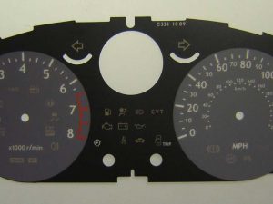 Qashqai, Xtrail. KMH to MPH Conversion Dial for imported vehicle (Petrol). Part No. C333