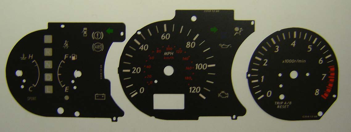 Primera. KMH to MPH Conversion Dial for imported vehicle. Part No. C359