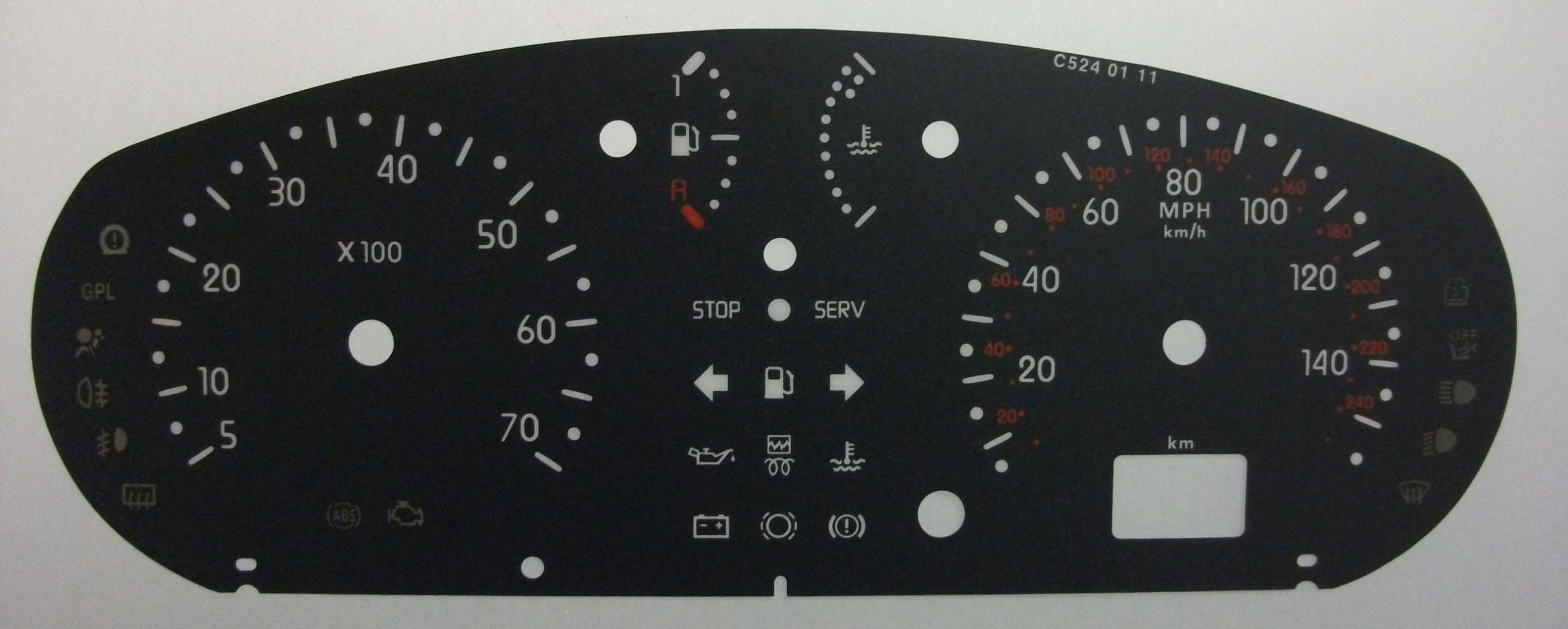 Clio. KMH to MPH Conversion Dial for imported vehicle. Part No. C524