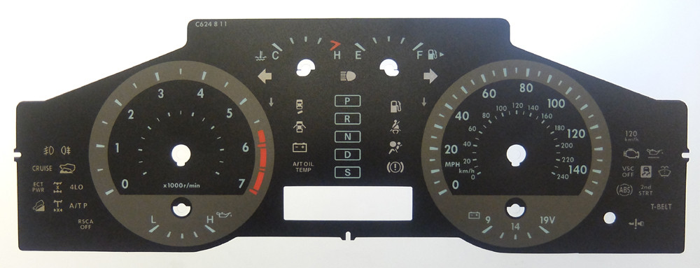 Land Cruiser (Automatic) Released 2008. KMH to MPH Conversion Dial for imported vehicle. Part No. C624