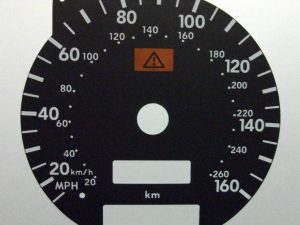 Mercedes SE. KMH to MPH Conversion Dial for imported vehicle. Part No. C658