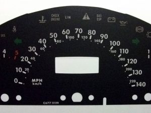 A-Class and Viano, KMH to MPH Conversion Dial for imported vehicle. Part No. C677