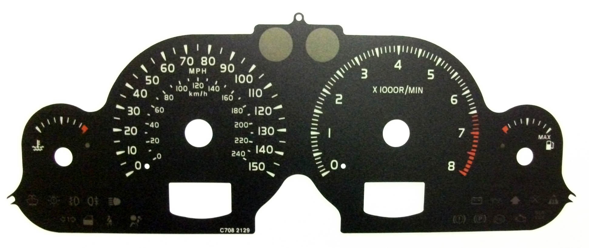 Volvo V40 KMH to MPH Conversion Dial for imported vehicle. Part No. C708