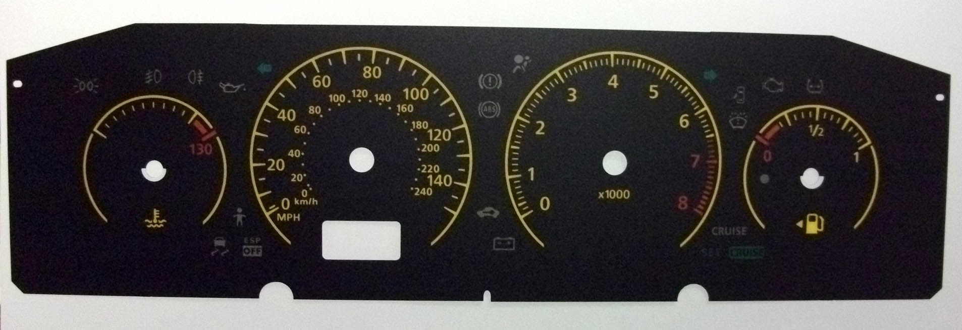 Primera. KMH to MPH Conversion Dial for imported vehicle. Part No. C710