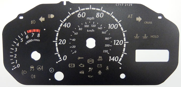 Mazda 2 MK3 with spanner icon (2007 – 2014). KMH to MPH Conversion Dial for imported vehicle. Part No. C717S