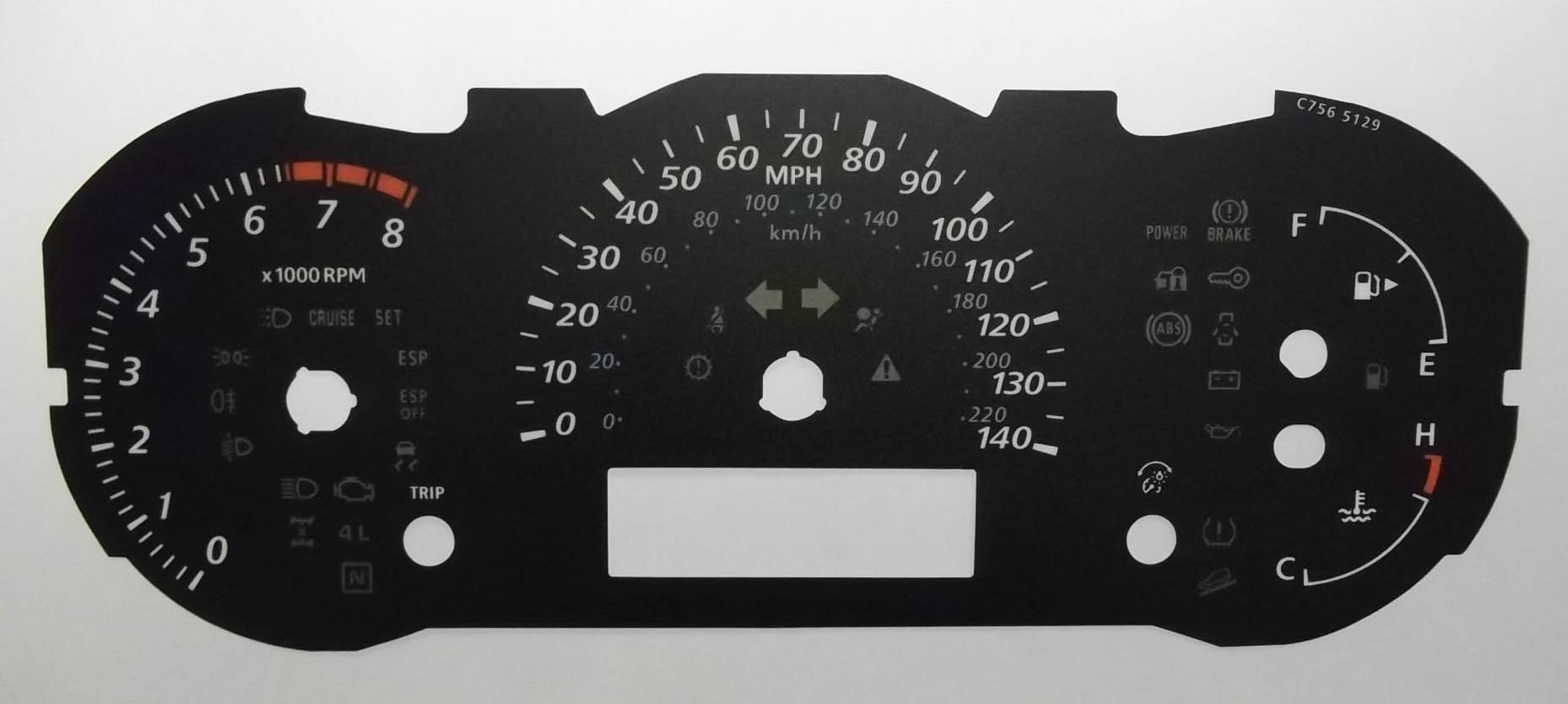 Grand Vitara. KMH to MPH Conversion Dial for imported vehicle. Part No. C756