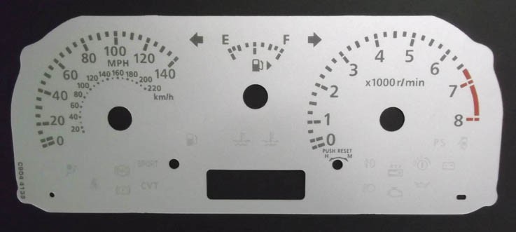 Nissan Cube. (For models with top speed of 220KMH). KMH to MPH Conversion Dial. Part No. C904