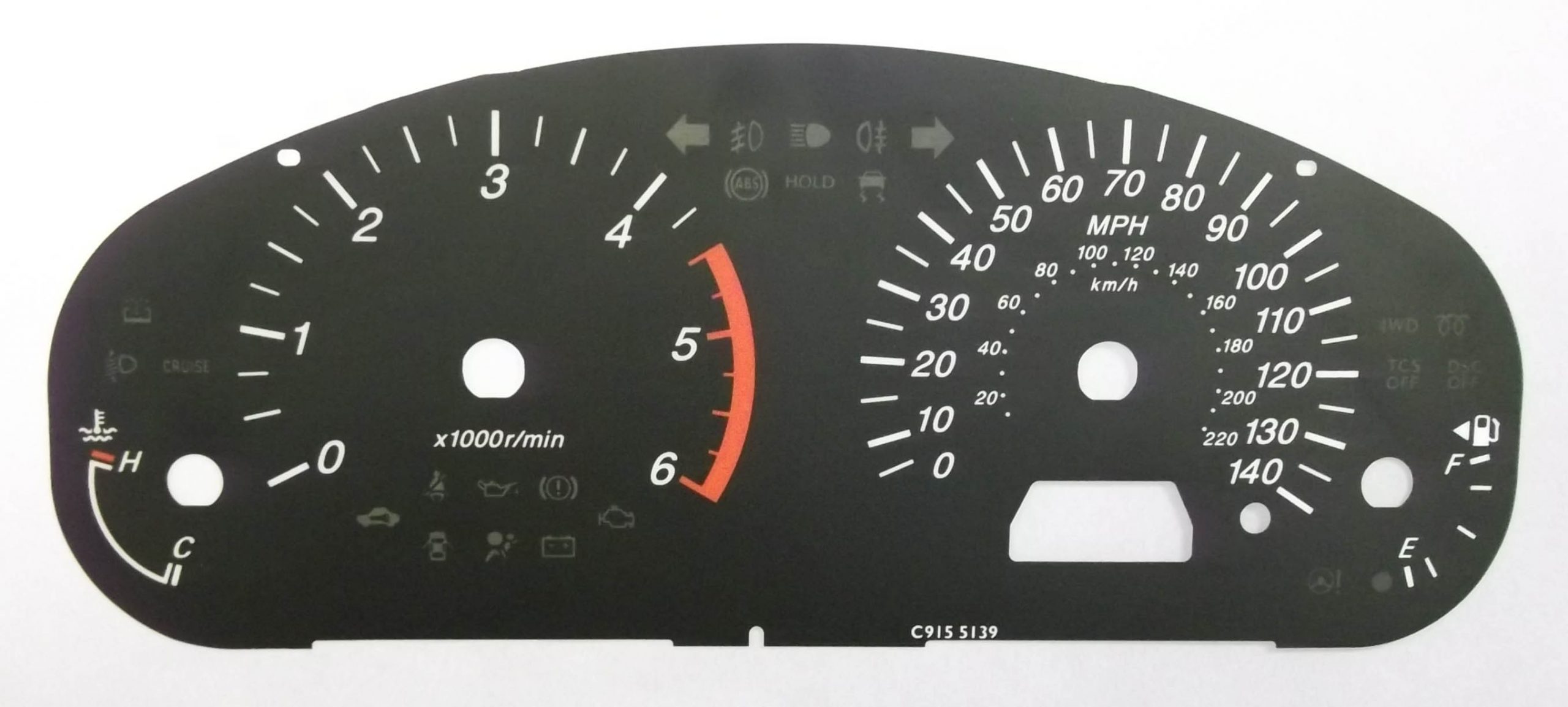 Mazda 2 MK2 Diesel (approx 2002 – 2007). KMH to MPH Conversion Dial for imported vehicle. Part No. C915