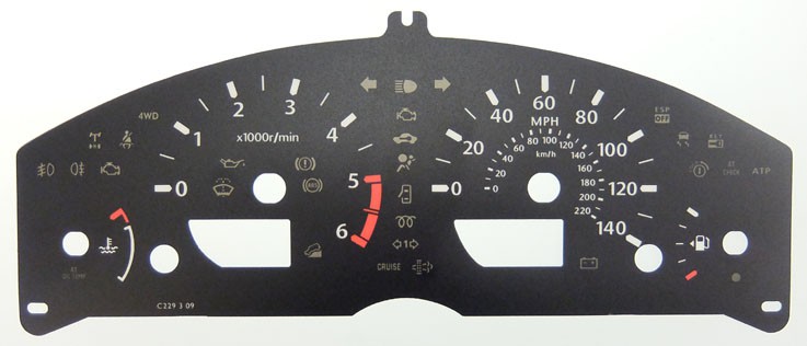Navara / Pathfinder Dial. KMH to MPH Conversion Dial for imported vehicle. Part No. C229