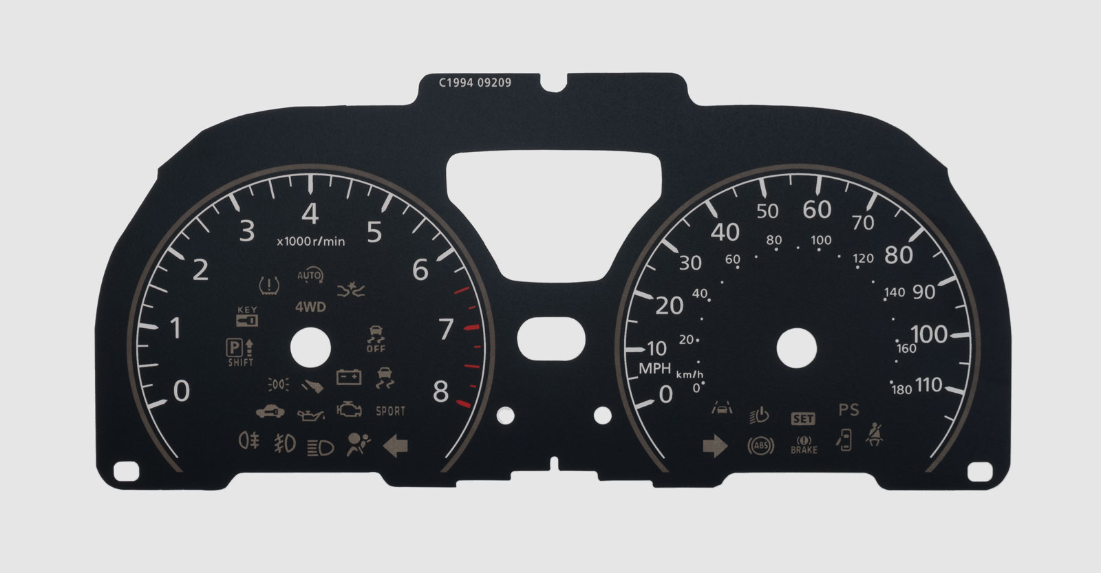 Nissan Note, KMH to MPH Conversion Dial for imported / exported vehicle. Part No. C1994