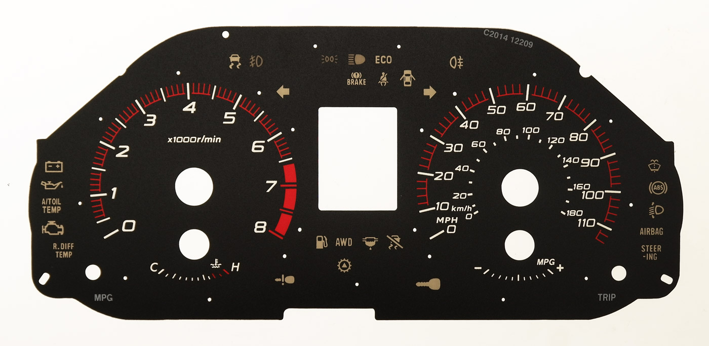 Subaru Forester & Exiga Petrol, KMH to MPH Conversion Dial for imported / exported vehicle. Part No. C2014