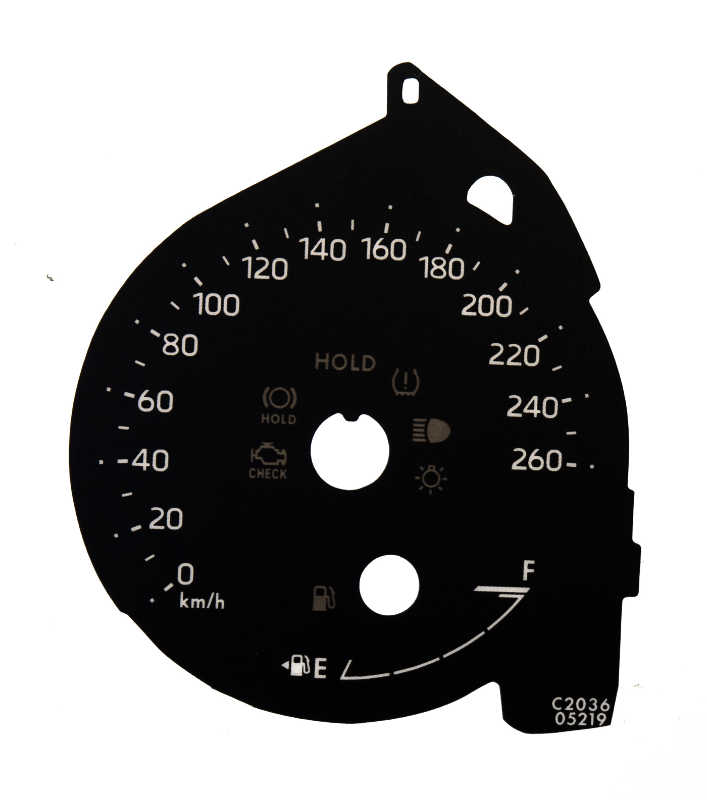 Toyota Sienna Mk4, MPH to KMH Conversion Dial for imported vehicle. Part No. C2036