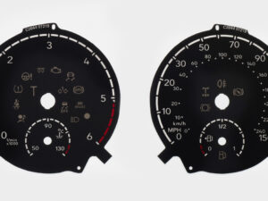 VW Transporter (T6.1 2019 on), Caddy (Mk4 2020 on), and Golf Mk7 KMH to MPH Conversion Dial for imported / exported vehicle. Part No. C2044